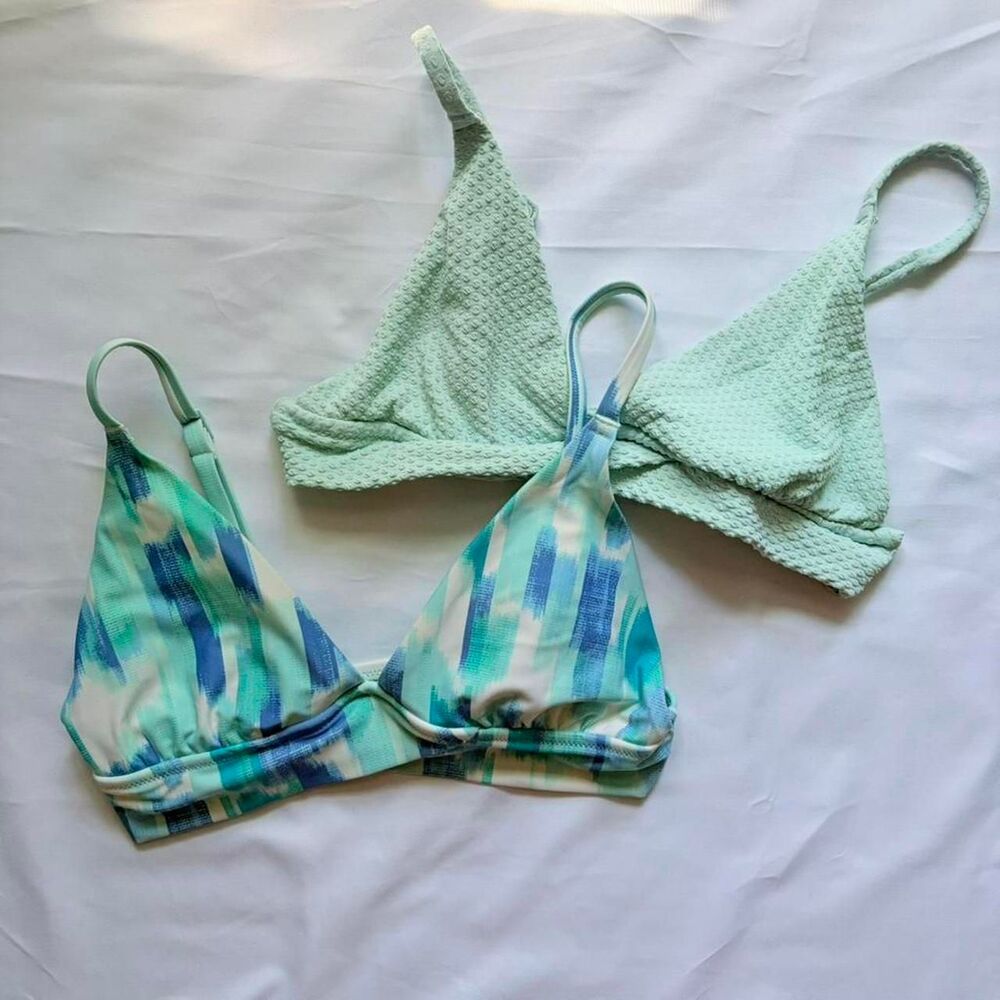Aerie Women's Blue and Green Bikini-and-tankini-tops